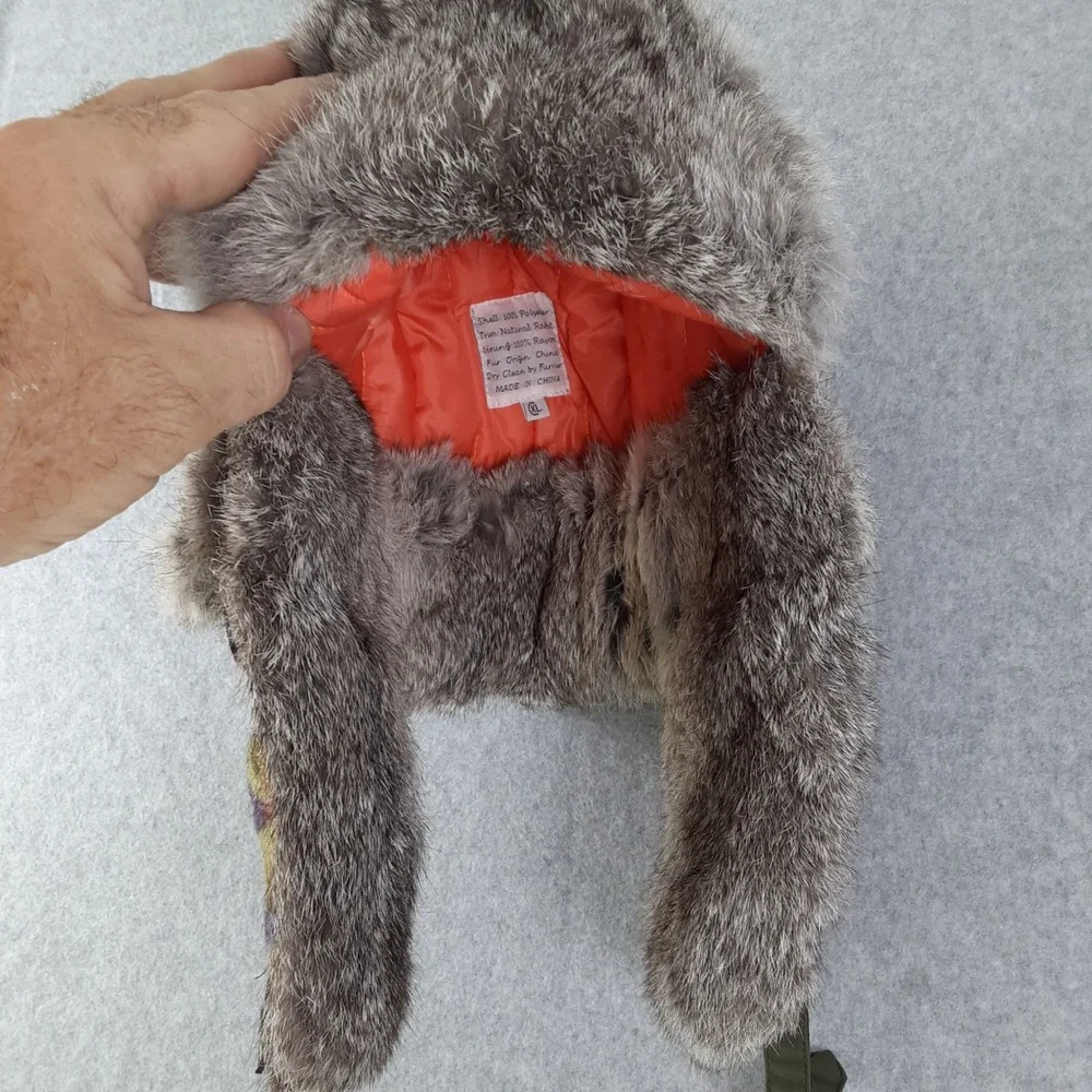 Lil Mad Bomber Kids Trapper Hat Rabbit Fur Trim Southwestern Fleece XL